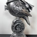Silver Steampunk Pilot Bird Ornament