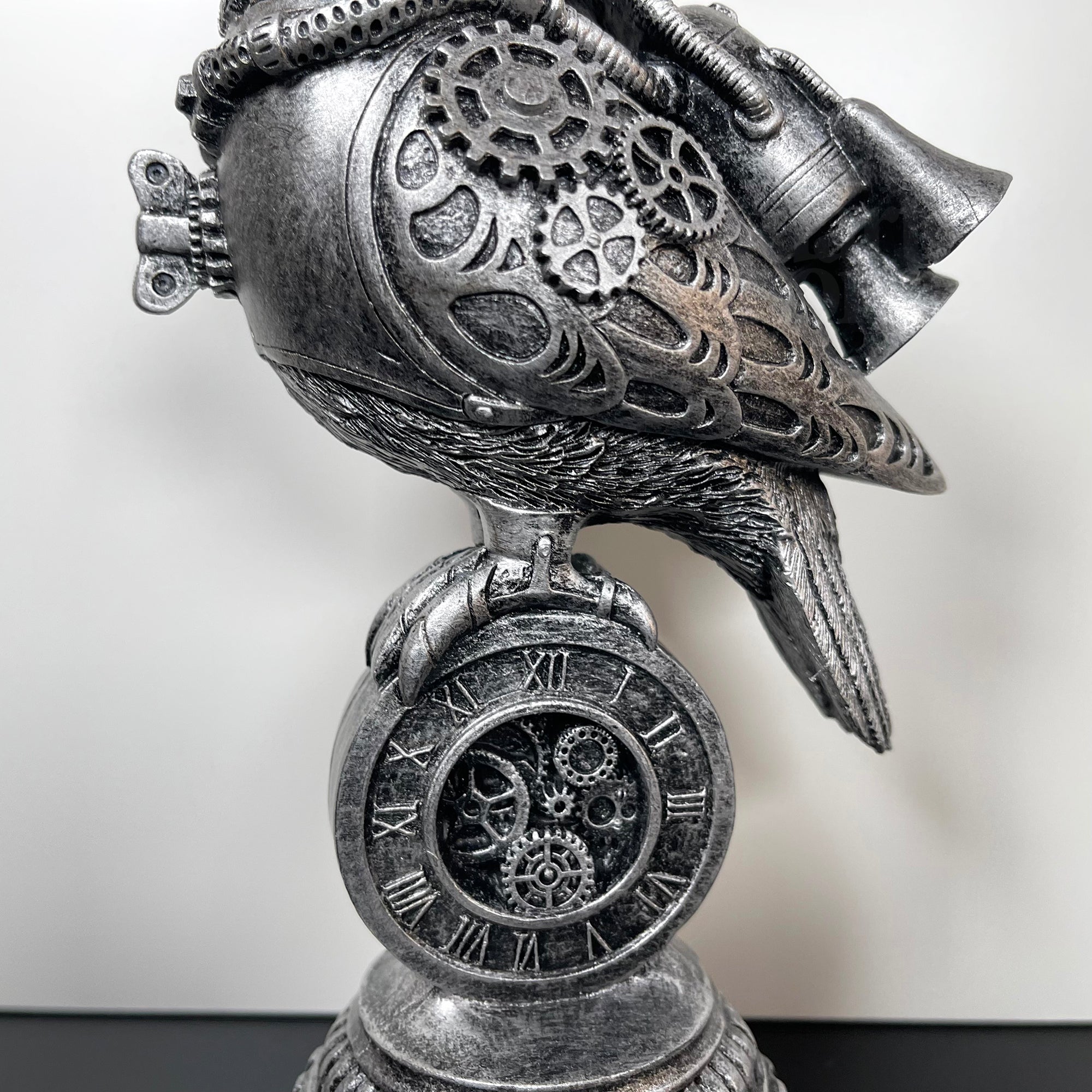 Silver Steampunk Pilot Bird Ornament