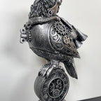 Silver Steampunk Pilot Bird Ornament