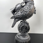 Silver Steampunk Pilot Bird Ornament