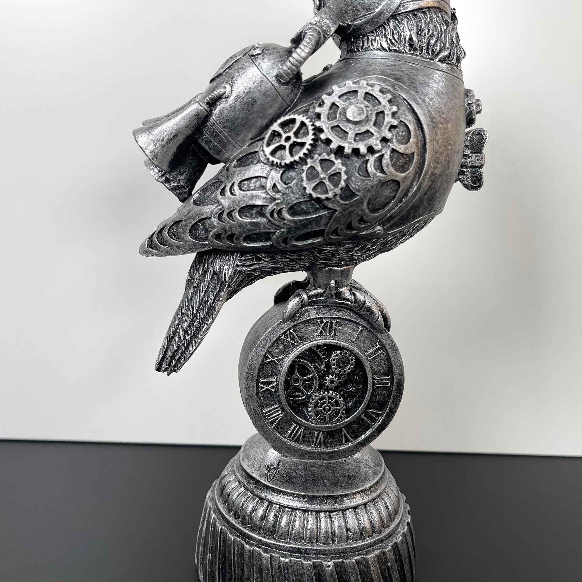 Silver Steampunk Pilot Bird Ornament