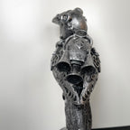 Silver Steampunk Pilot Bird Ornament