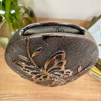 Gun Metal Ceramic Butterfly Vase