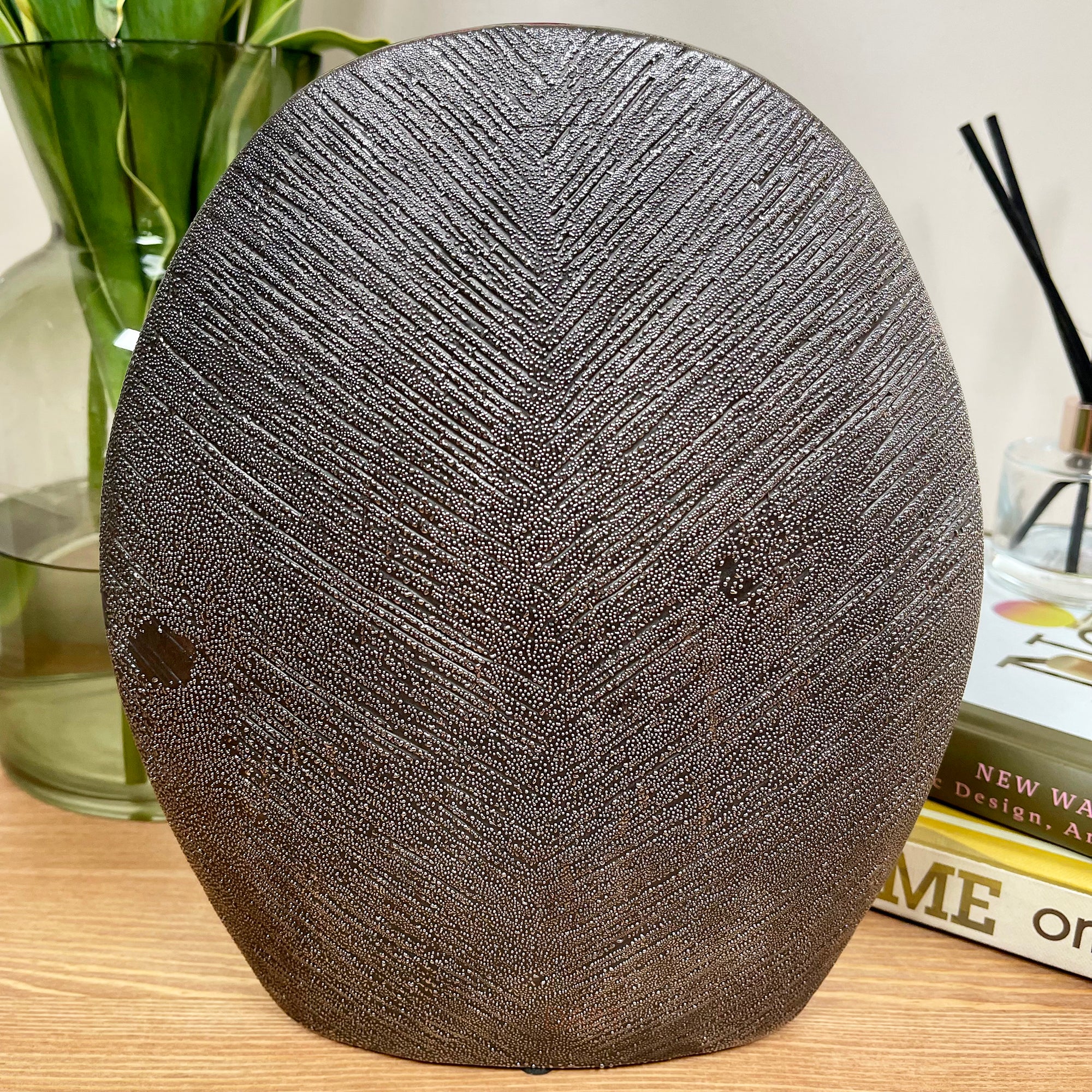 Gun Metal Ceramic Butterfly Vase