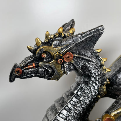 Silver Steampunk Dragon Ornament