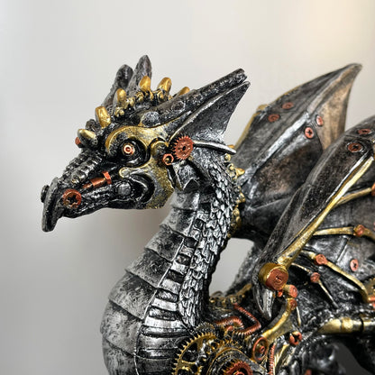 Silver Steampunk Dragon Ornament