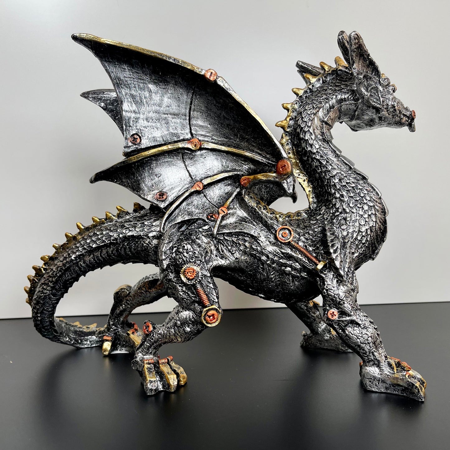 Silver Steampunk Dragon Ornament