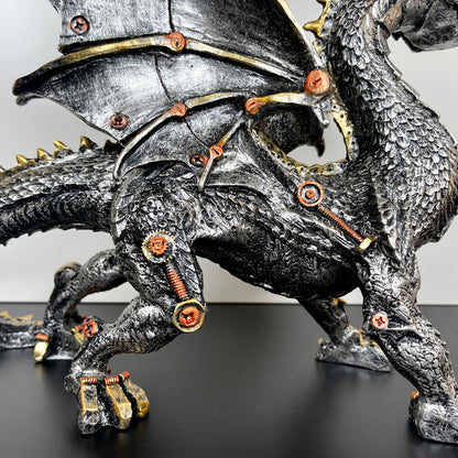 Silver Steampunk Dragon Ornament