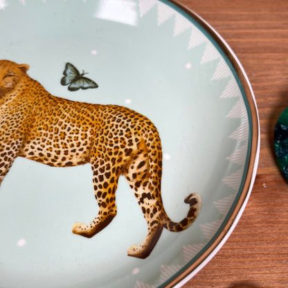 Round Pale Green Leopard Trinket Dish