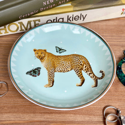 Round Pale Green Leopard Trinket Dish