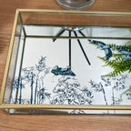 Blaues orientalisches Heron-Glas-Spiegeltablett