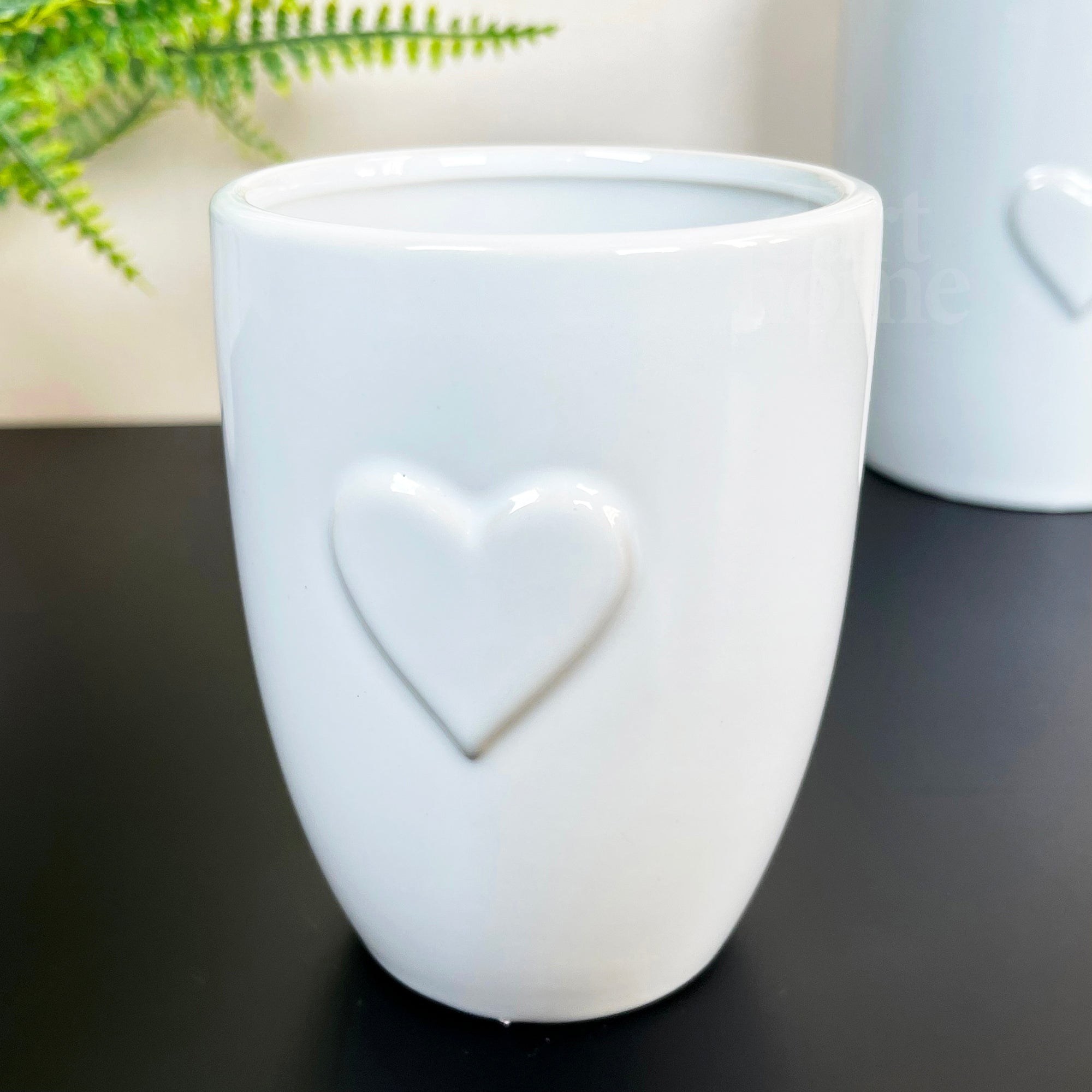 Badezimmer-Accessoires-Set „Love Heart“ in glänzendem Weiß
