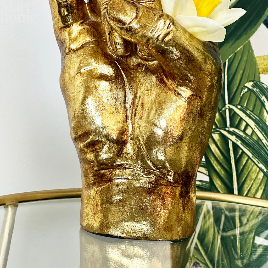 Gold Rock On Hand Vase