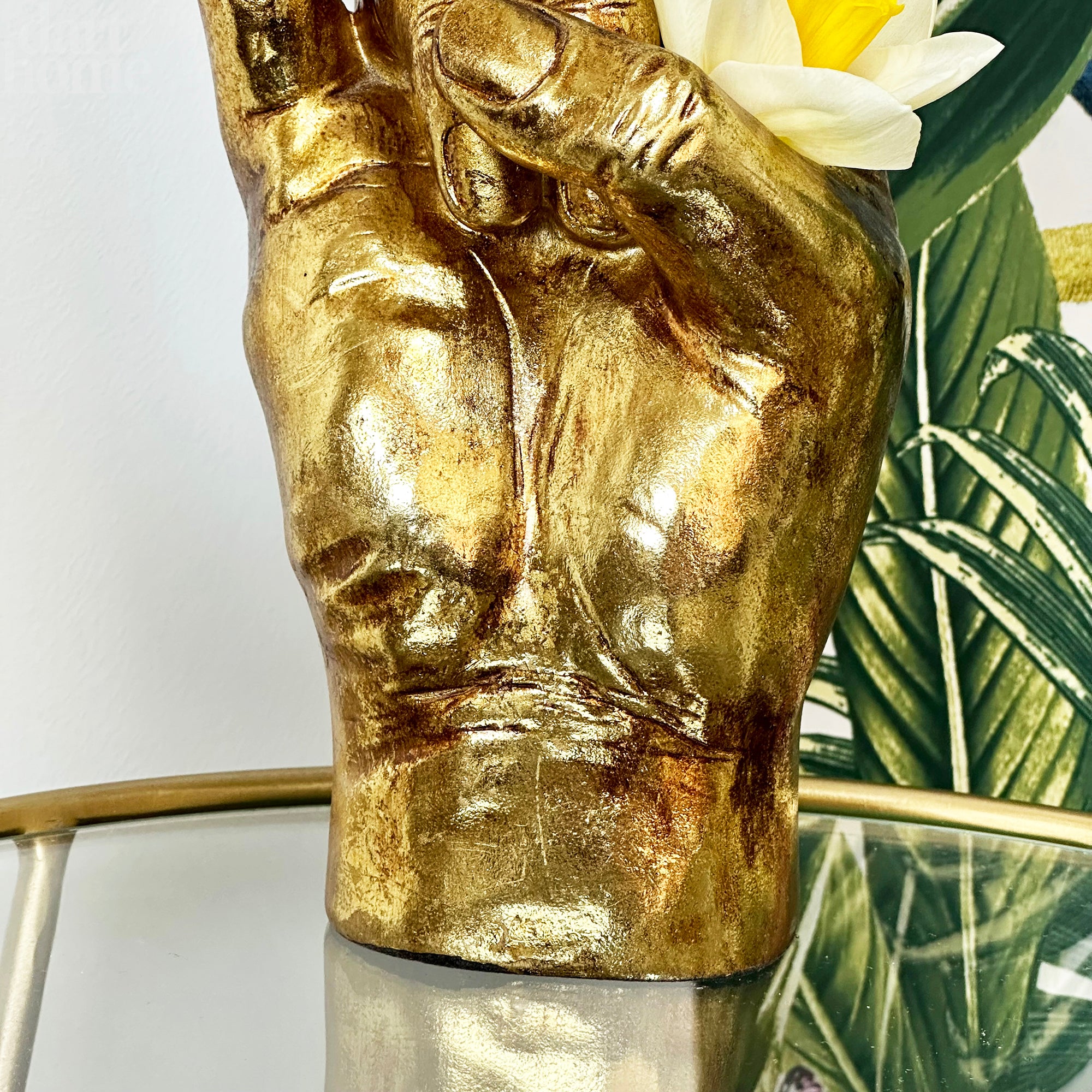 Gold Rock On Hand Vase