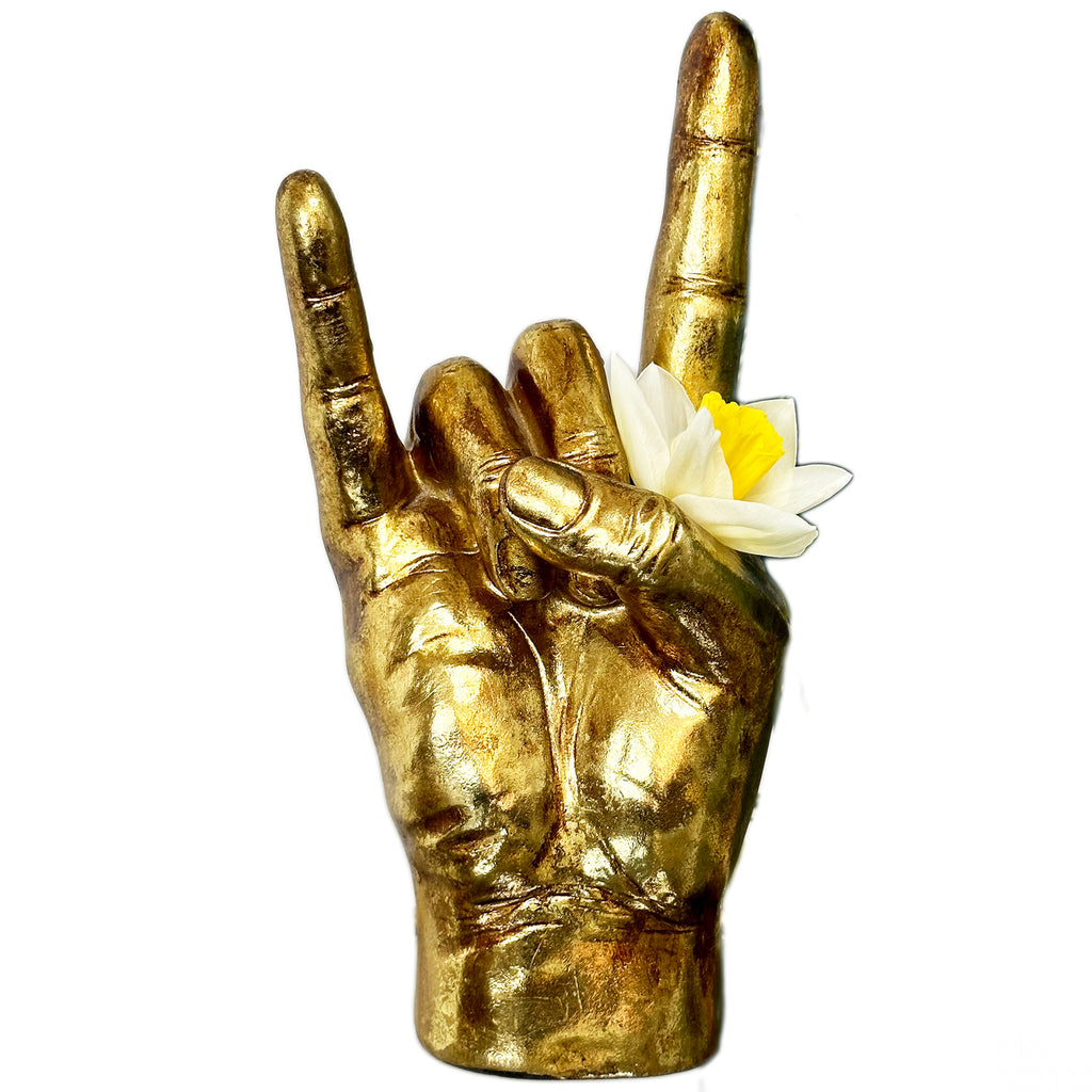 Gold Rock On Hand Vase