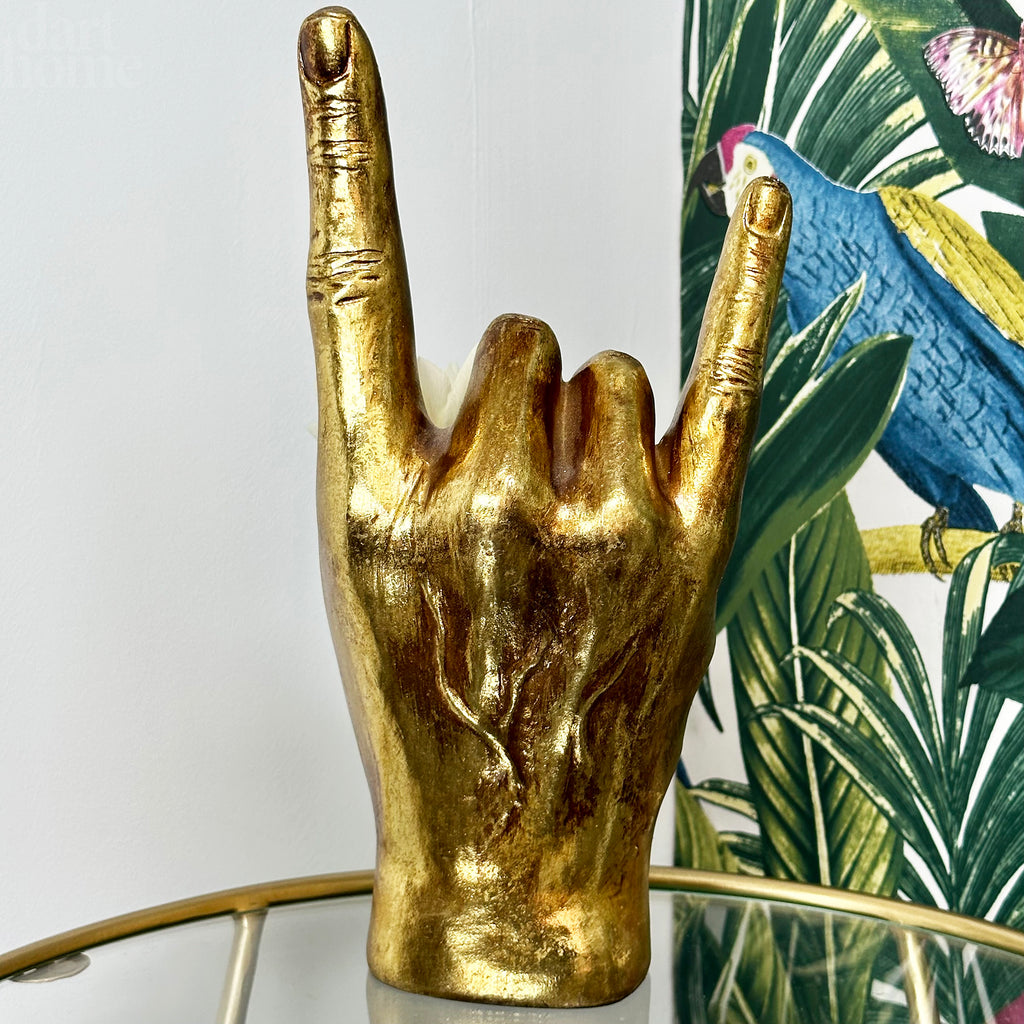 Gold Rock On Hand Vase