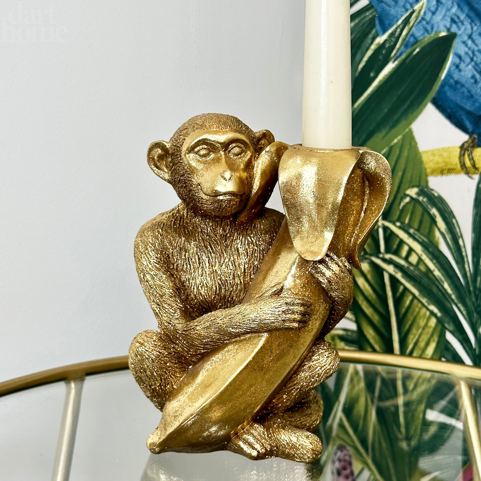 Gold Monkey With Banana Candlestick Holder