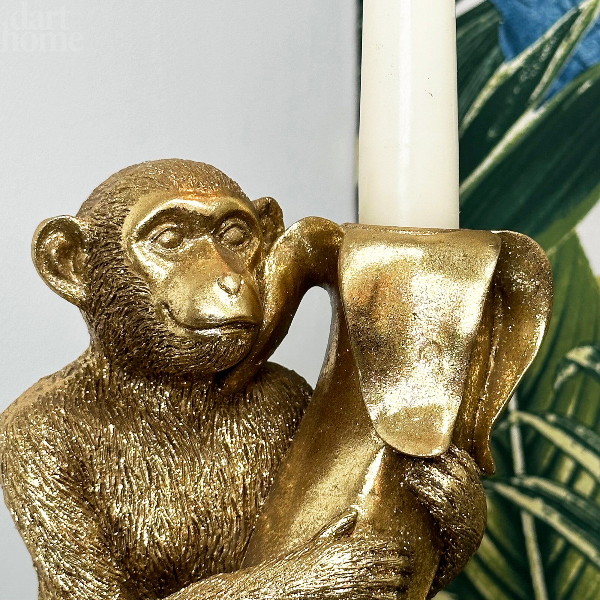 Gold Monkey With Banana Candlestick Holder