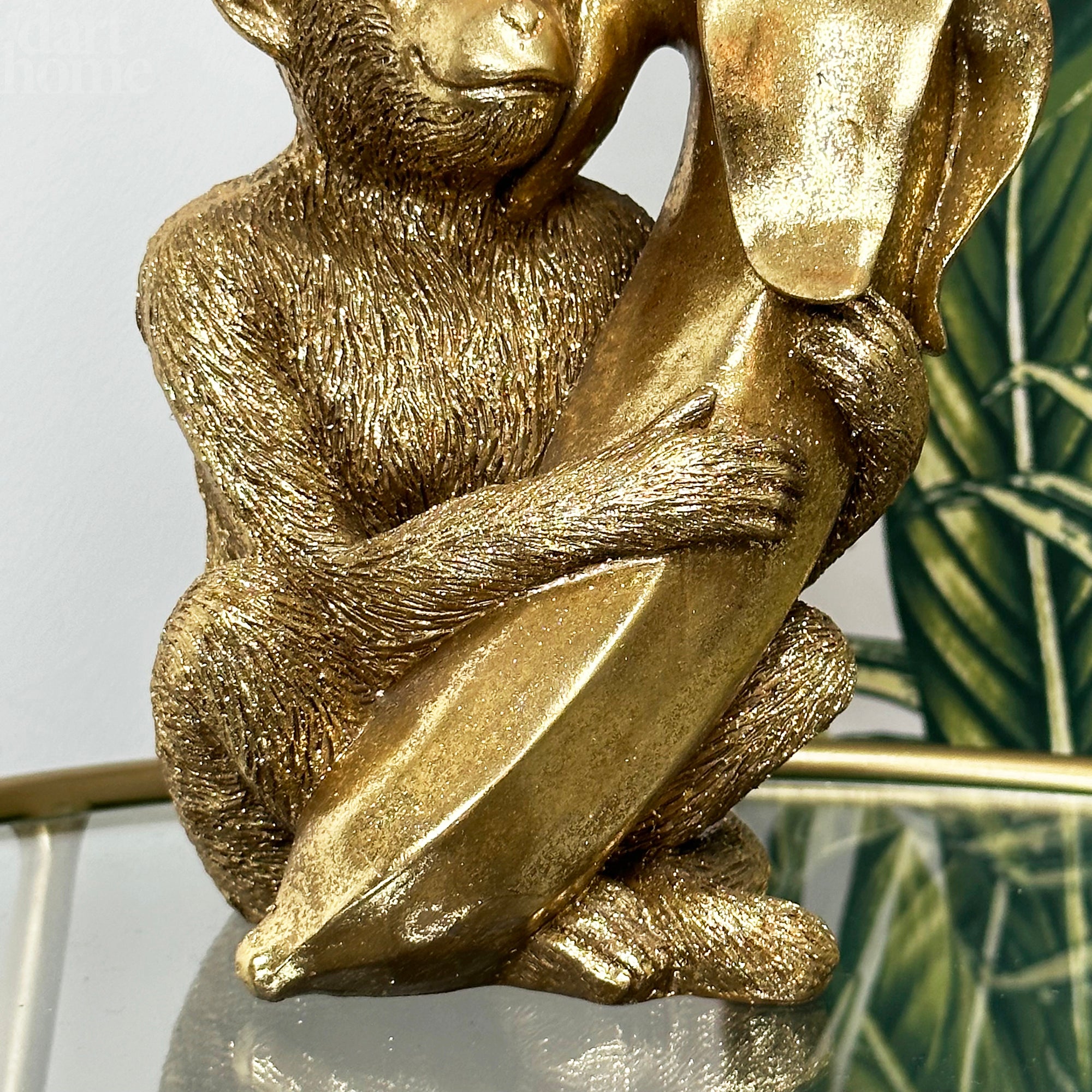 Gold Monkey With Banana Candlestick Holder
