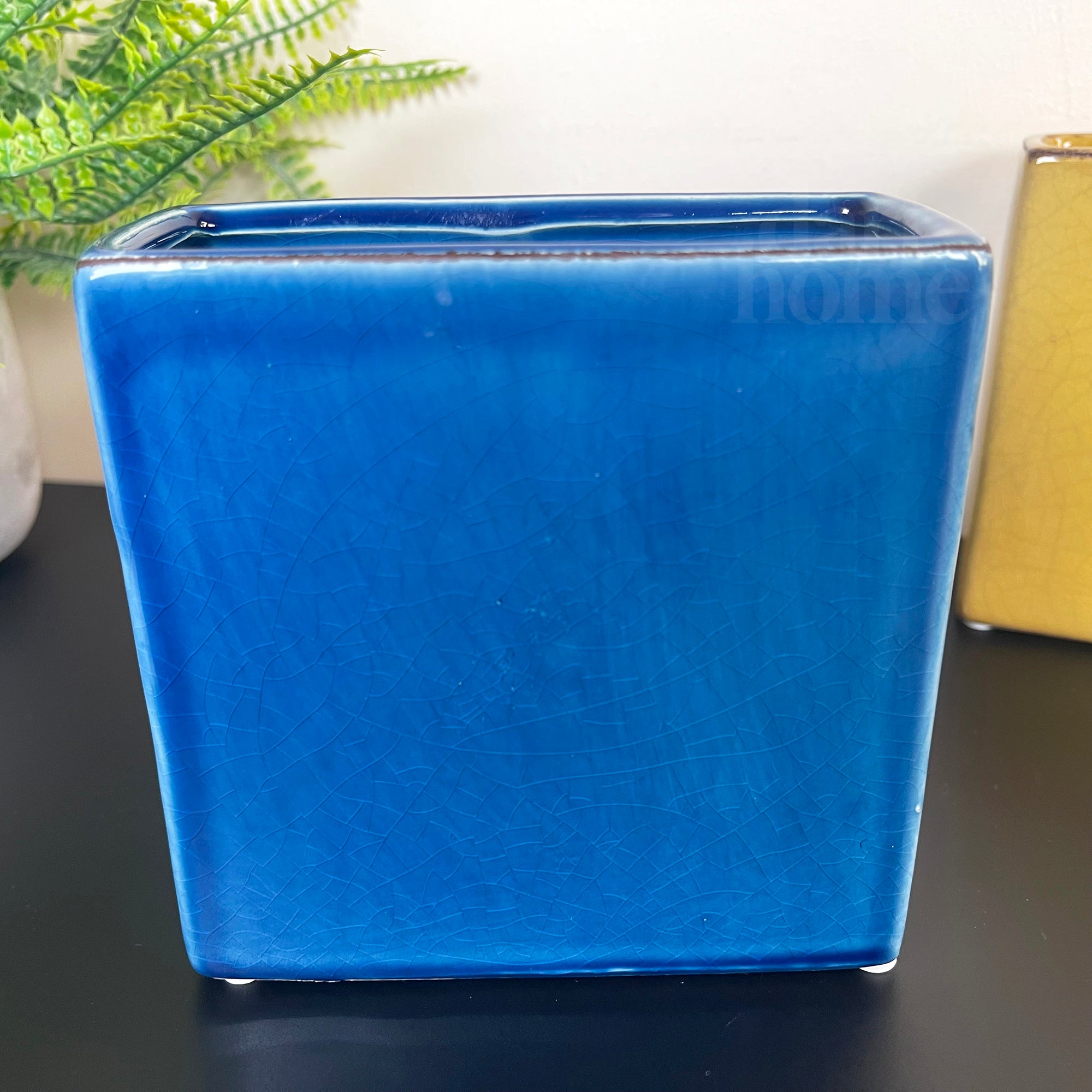 Blue Crackle Abstract Face Vase
