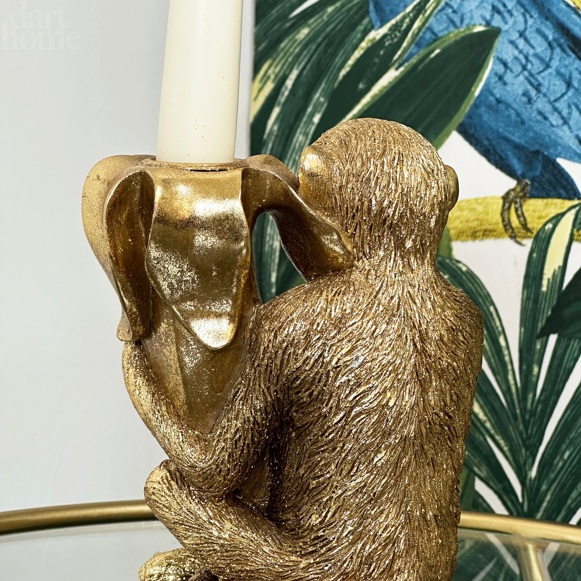 Gold Monkey With Banana Candlestick Holder