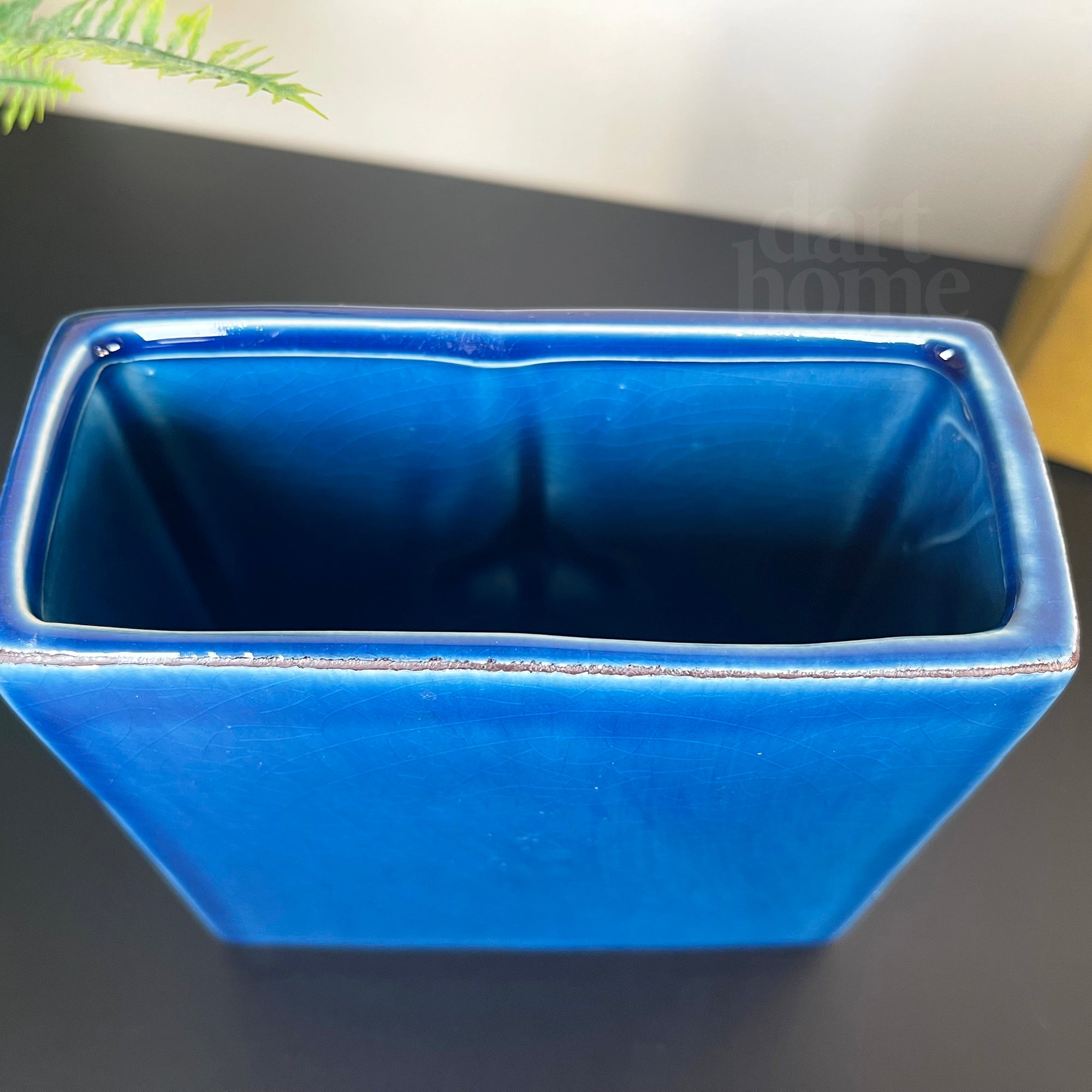 Blue Crackle Abstract Face Vase