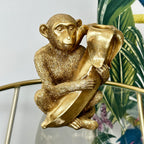 Gold Monkey With Banana Candlestick Holder