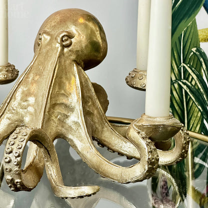 Gold Ollie Octopus Candlestick Holder