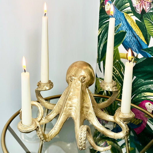 Gold Ollie Octopus Candlestick Holder