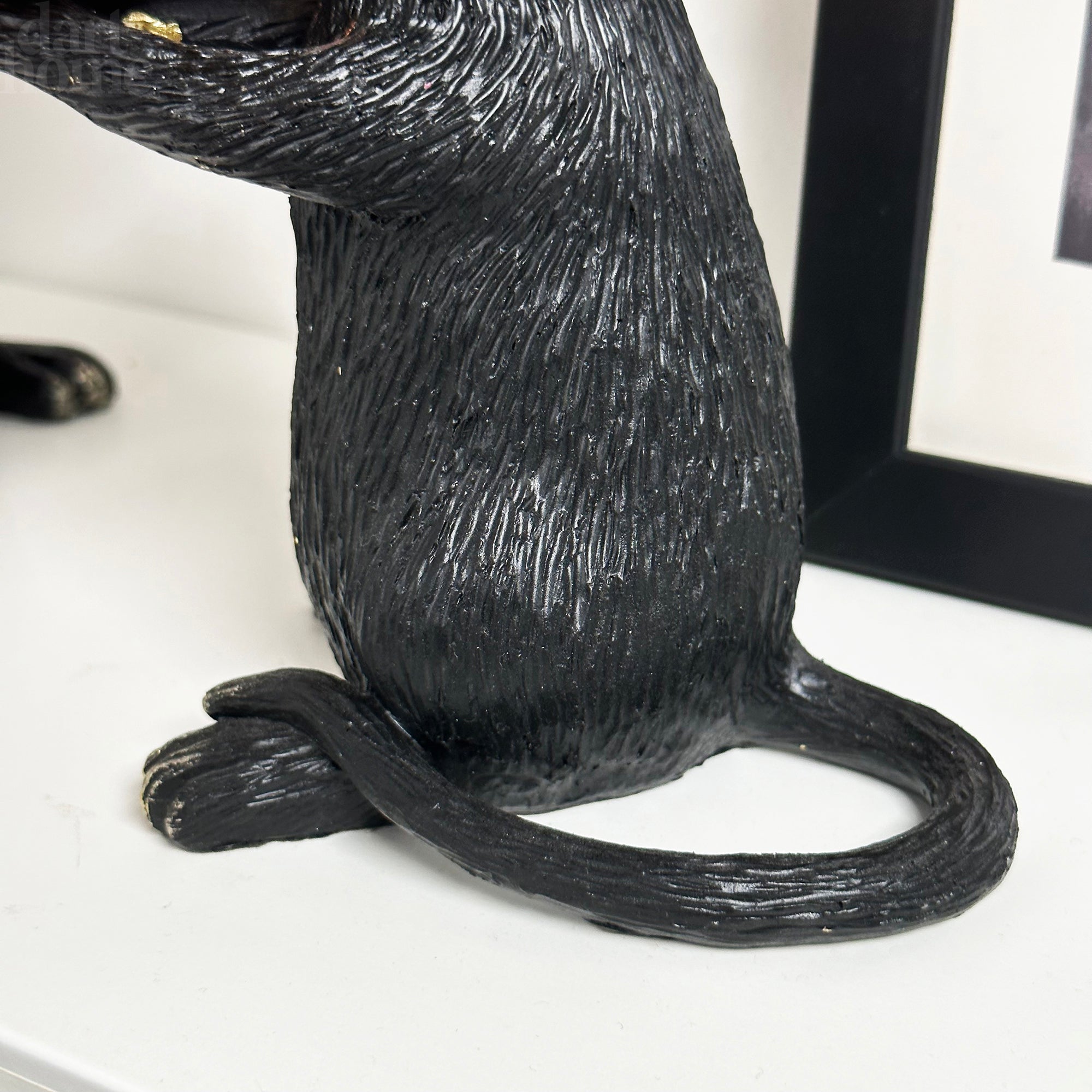Schwarz-goldenes Maus-Kerzenhalter-Paar