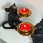 Black And Gold Mouse Candle Holder Pair
