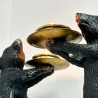 Black And Gold Mouse Candle Holder Pair