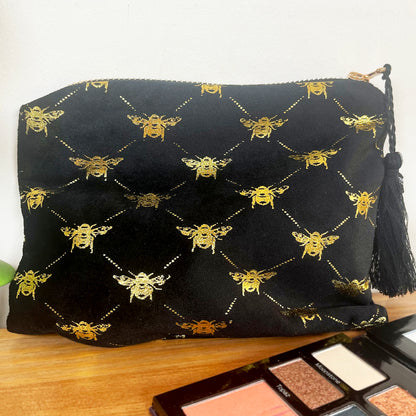 Gold Bee Tassel Make Up Bag