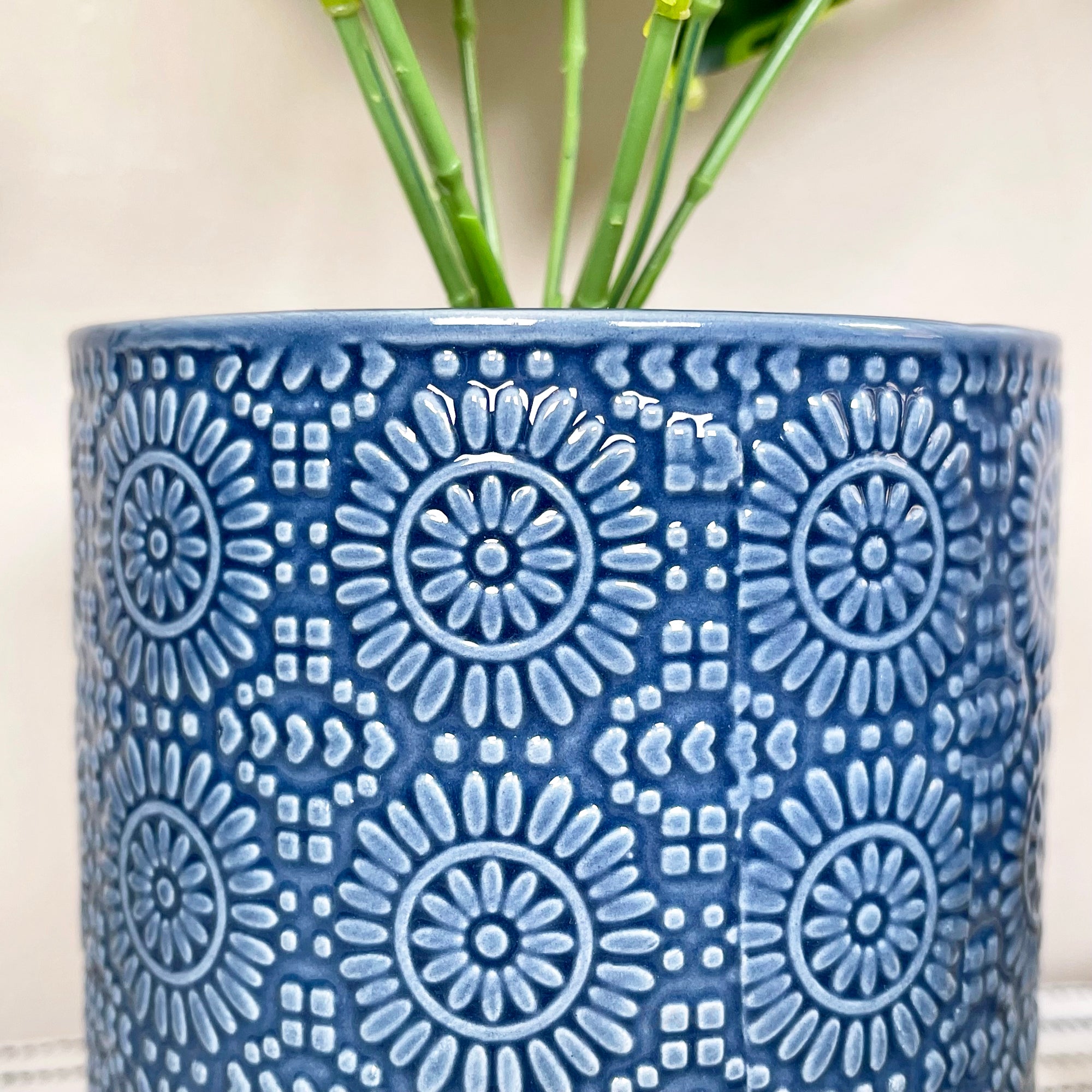 Artificial Dieffenbachia In Blue Pot