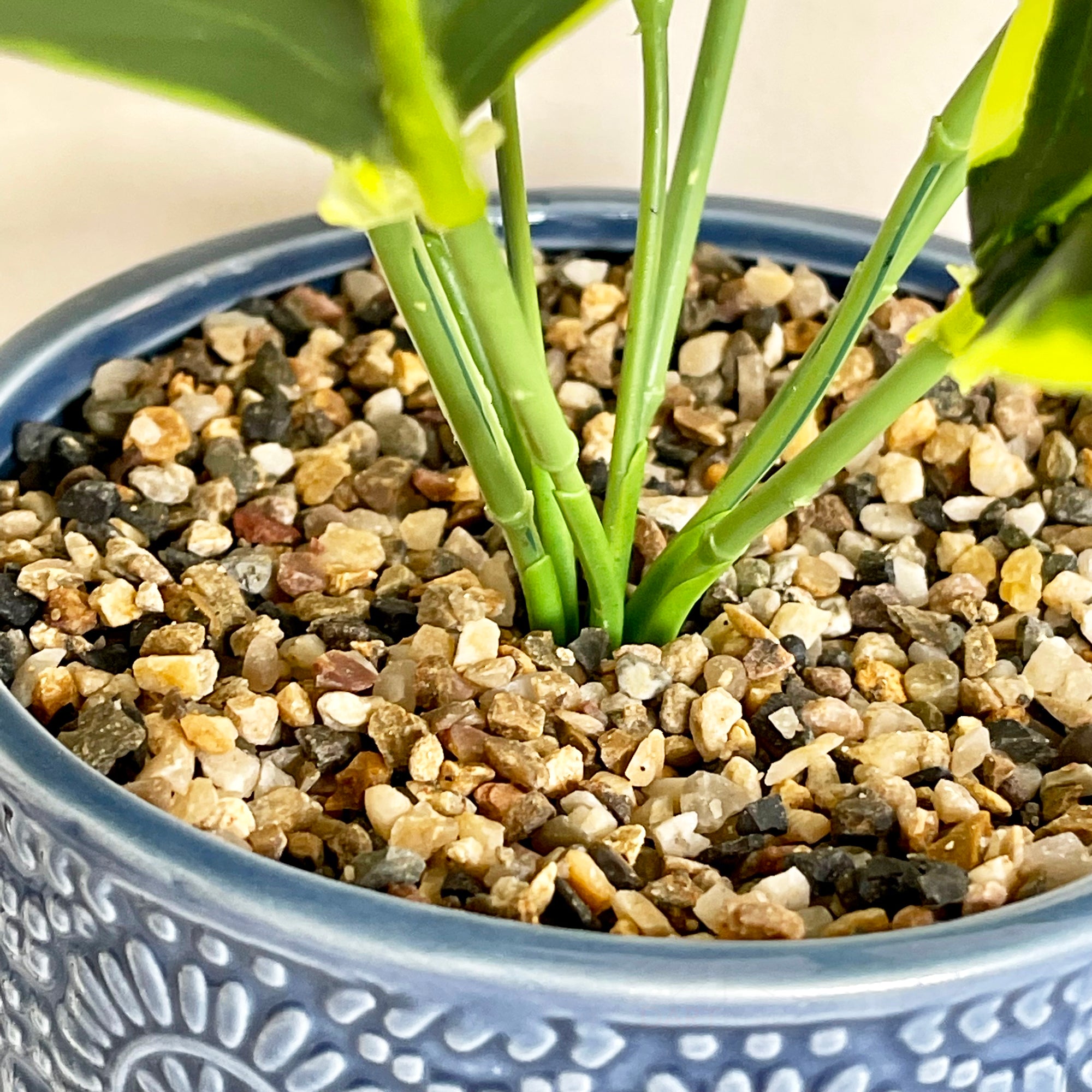 Artificial Dieffenbachia In Blue Pot