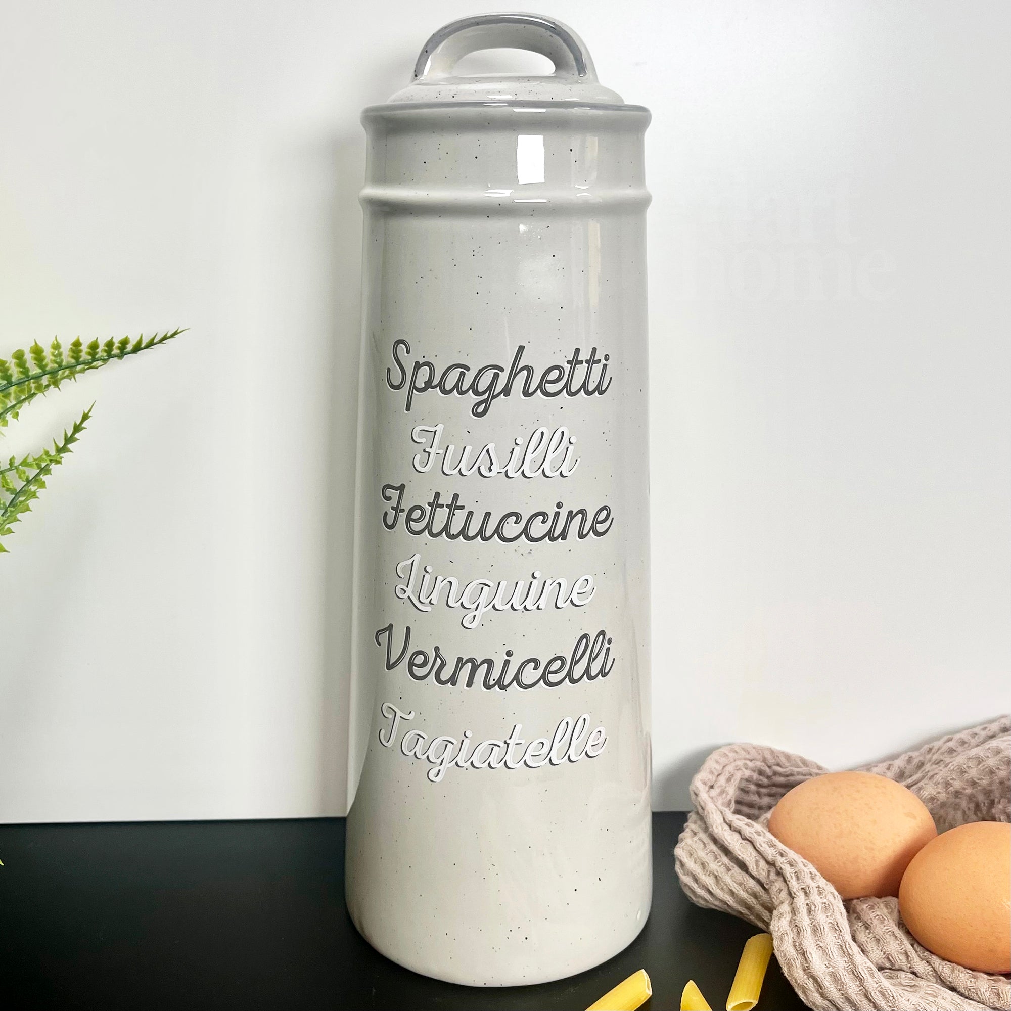 Ceramic Speckled Grey Pasta Jar