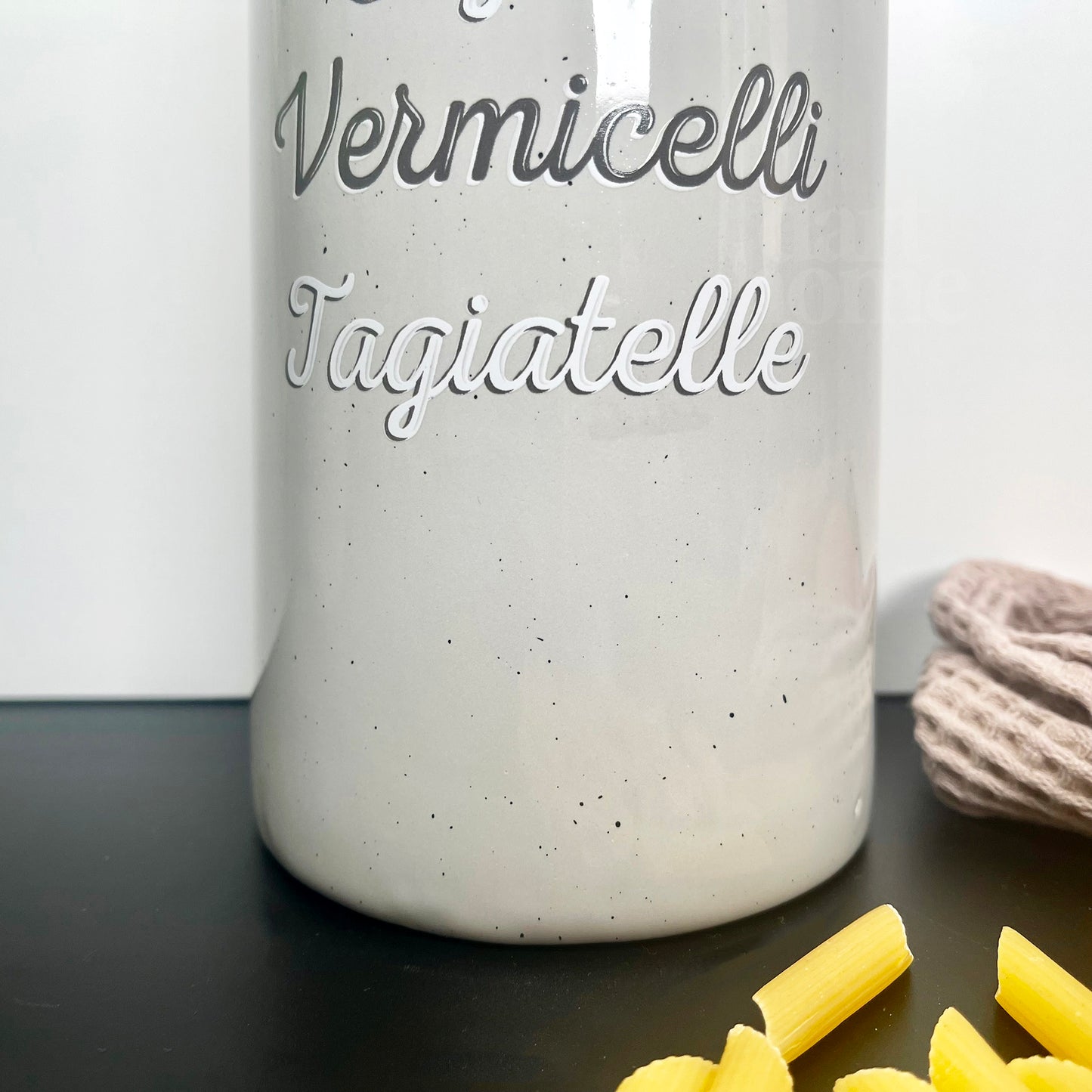 Ceramic Speckled Grey Pasta Jar