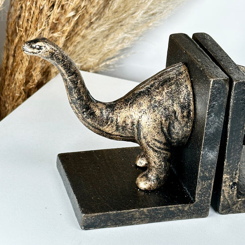 Brontosaurus-Buchstützen aus Gusseisen und Bronze