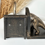 Brontosaurus-Buchstützen aus Gusseisen und Bronze