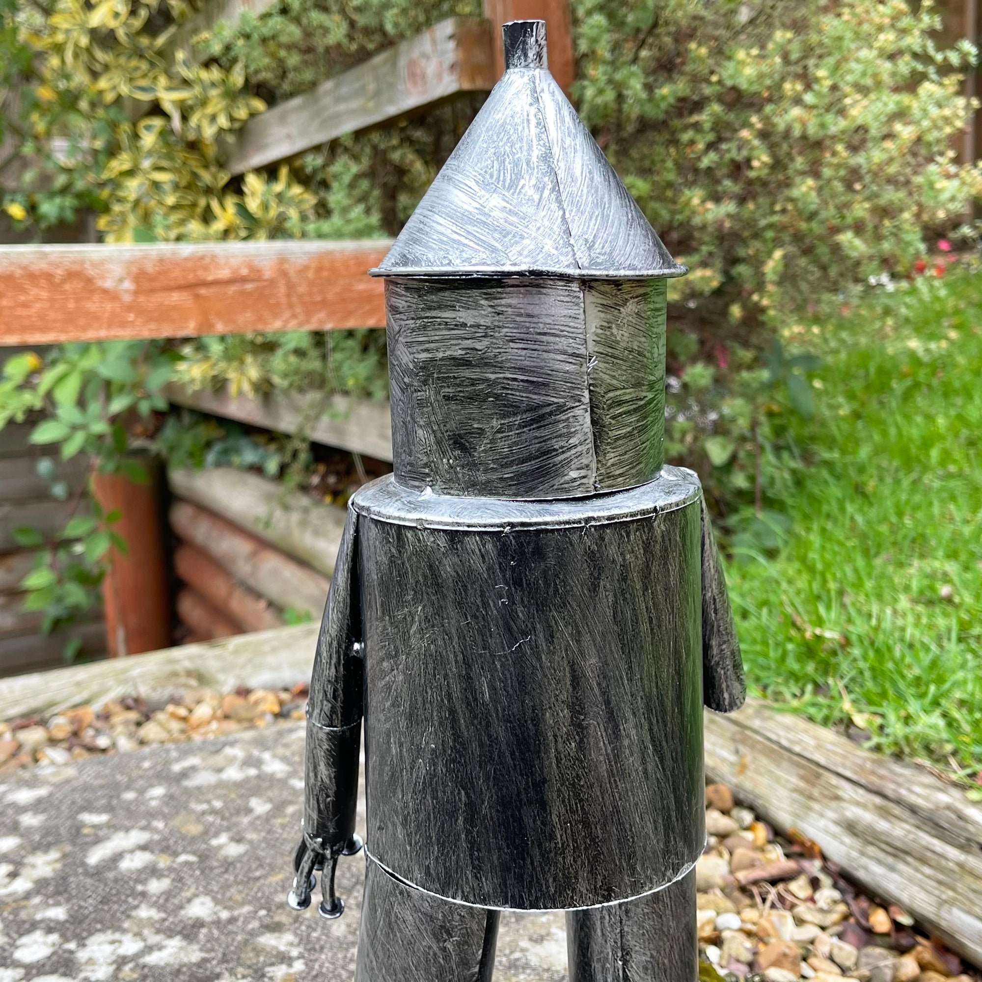 Silver Tin Man Garden Sculpture