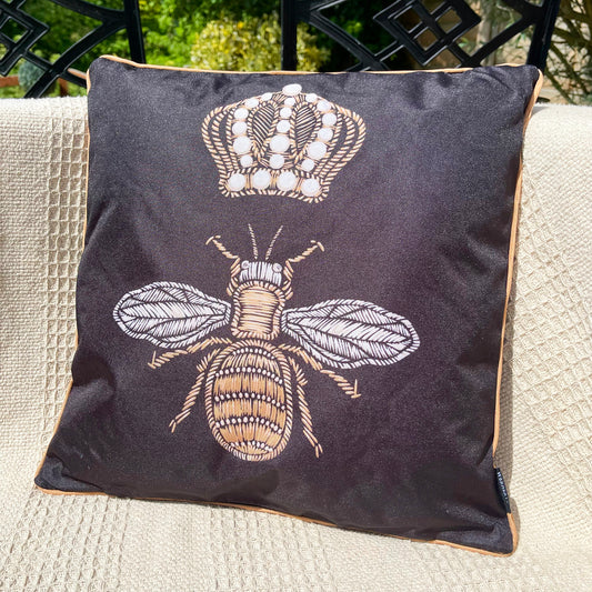 Black Queen Bee Outdoor Cushion