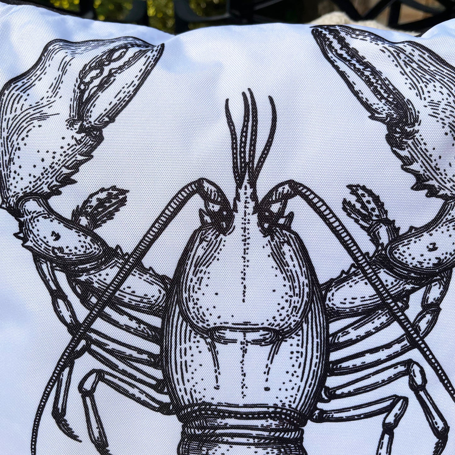 White & Black Lobster Outdoor Cushion