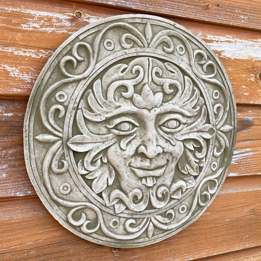 Stone Ancient Greenman Garden Wall Plaque 28cm