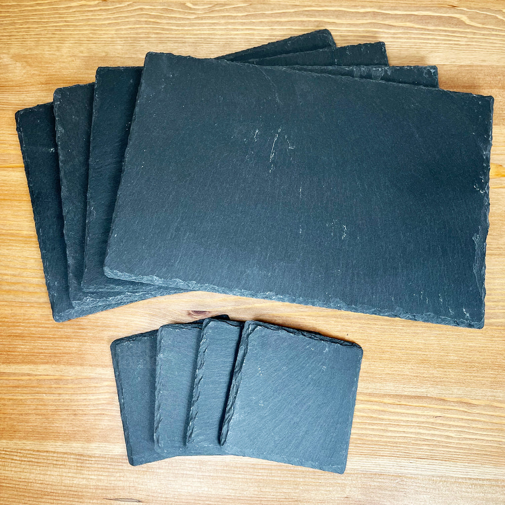 Schiefer-Tischset und Untersetzer im 8er-Set