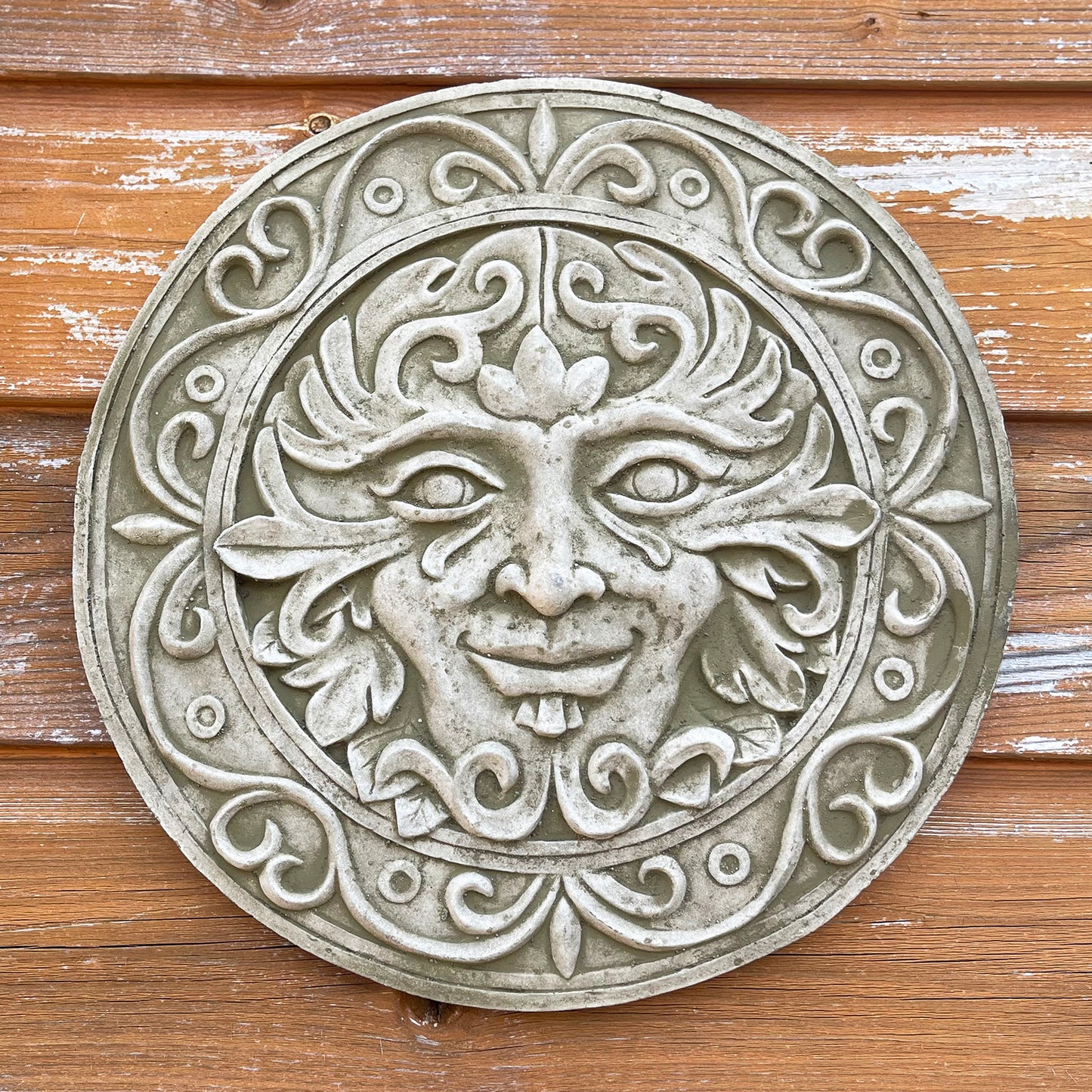 Stone Ancient Greenman Garden Wall Plaque 28cm