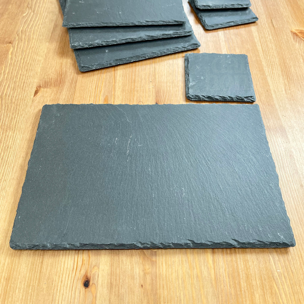 Schiefer-Tischset und Untersetzer im 8er-Set