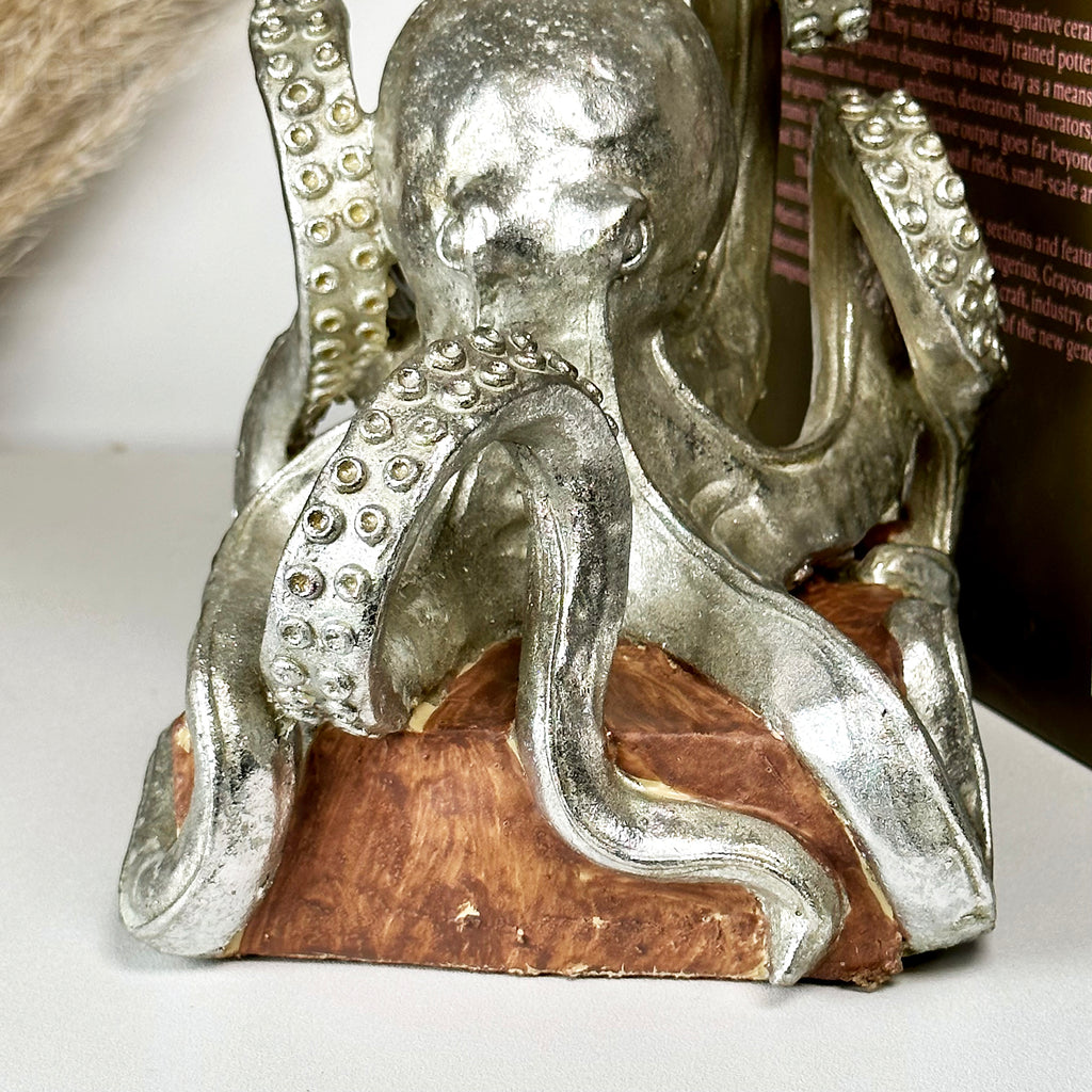 Silberne Oktopus-Buchstützen