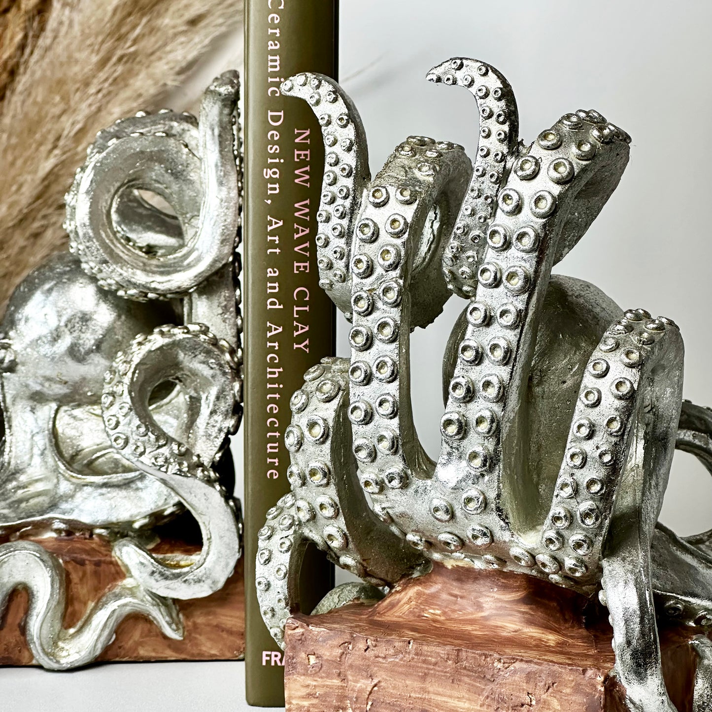 Silver Octopus Bookends