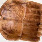 Geschmolzene Glasschale mit Hand of Hope-Teakholzständer