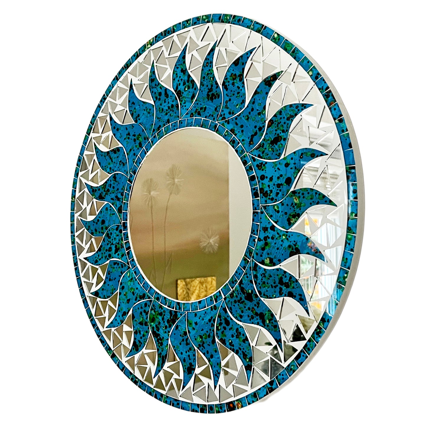 Blue Sun Mosaic Wall Mirror 40cm